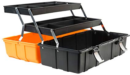 U. Uberlux Werkzeugkiste, Werkzeugbox, Werkzeugkasten, Angelkoffer, Gerätekoffer, Angelbox, Werkzeugkoffer tragbar mit Griff leer 19 Inch