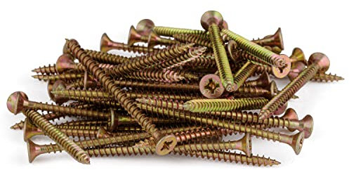 SEQUAL Multi-Purpose Screws M4 x 60mm (Box of 200), Yellow & Zinc, Double Countersunk, MDF & Chipboard Screws