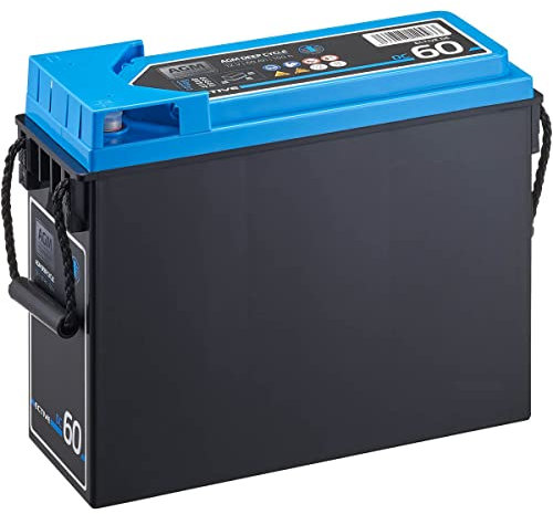 ECTIVE AGM Batterie DC60-12V, 60Ah, mit Front-Terminal, wartungsfrei - SLIM VRLA Versorgungsbatterie, Solarbatterie, Bootsbatterie, Starterbatterie, Akku für Wohnmobil, Wohnwagen, Camper