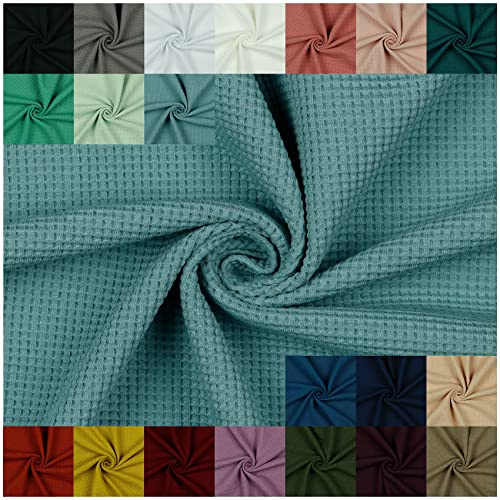VmG-Store Waffel-Jersey Meterware Waffelpique Waffel Stoff 95% Baumwollstoff 5% Elasthan Tex 100 (50 x 145cm, 017 I Dunkel Aqua)