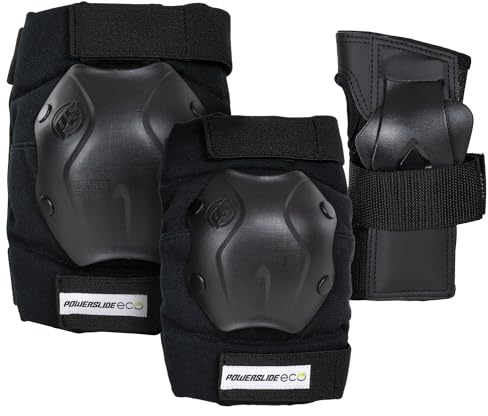 Powerslide Schützer Set, Standard Eco in Schwarz für Inline Skates, Roller Skates und Skateboards, Protection, Art. nr.: 903279