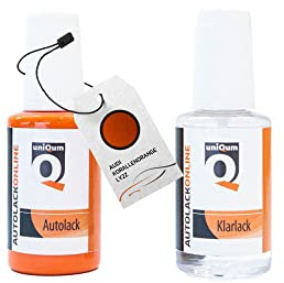 uniQum Autolack Stift + Klarlack im Vorteilsset fürs Auto für AUDI KORALLENORANGE LY2Z Autolack Reparatur 2 x 30 ml