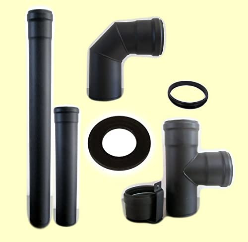 Kit de tubo de escape de humos para estufa de pellets diám. 80 esmaltado negro SP 1,2