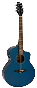 DIMAVERY STW-50 Westerngitarre, blau | Mini-Jumbo Western-Gitarre mit Tonabnehmer-System