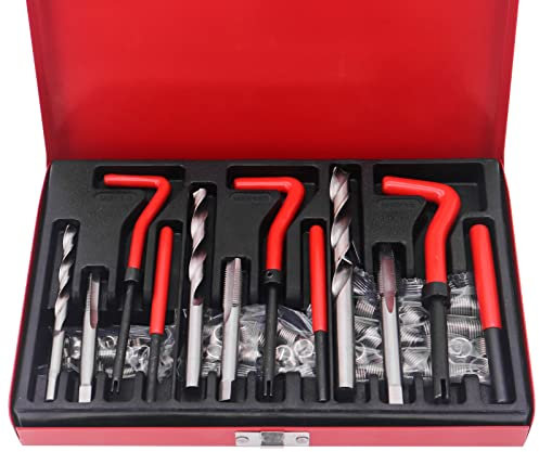 Yuhtech 88 Pcs Gewindereparatur Gewinde Reparatur Satz Werkzeug Bohrer Sleeves M6 M8 M10 Gewindereparatursatz Gewinde-Reparatur-Satz