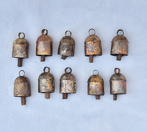 Vivanta Rustikales Dekor Vintage Weihnachtsdekoration Ornamente Glocken,Indisches Dekor Kuhglocke zum Basteln,Jingle Glocken zum Basteln (10, 1.5 Zoll)