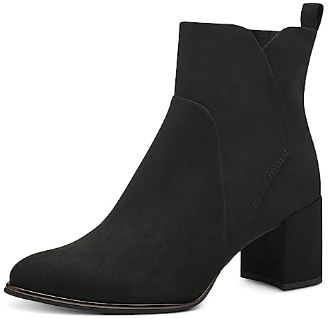 MARCO TOZZI Damen Stiefeletten mit Absatz Spitz mit Reißverschluss, Schwarz (Black), 39 EU