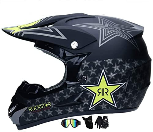 Motocross Fullface MTB Helm Kinder, ABS-Schale, Motorradhelm Herren Damen, Downhill Motorradhelm Kinder, ATV Motorradhelm Helm Mit Brille Handschuhe