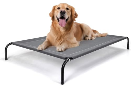 Nobleza Lettino Rialzato Per Cani Tagila Grande, Lettino Rialzato Cane Per Giardino E Outdoor, Letto Rinfrescante Per Animali Domestici Lavabile, Grigio, XL, 137x90x20CM