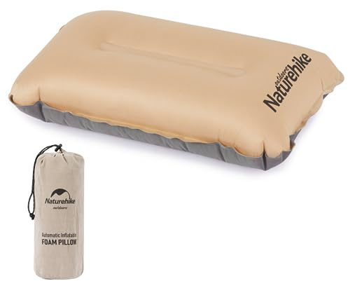 Naturehike Cuscino da Campeggio Autogonfiabile Con Borsa Portaoggetti Leggero e Portatile Cuscino da Viaggio Supporto Lombare Design Ergonomico Adatto per Campeggio/Spiaggia/Viaggi/Ufficio