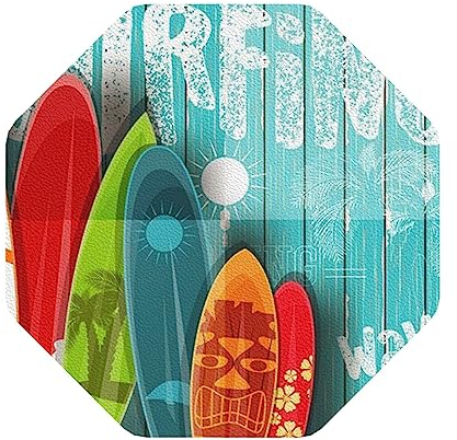 Untersetzer, Surfbrett auf Holz, Leder, 6 Stück, für Damen und Herren, für verschiedene Tassen, Tische und Heimdekoration, 10,2 cm