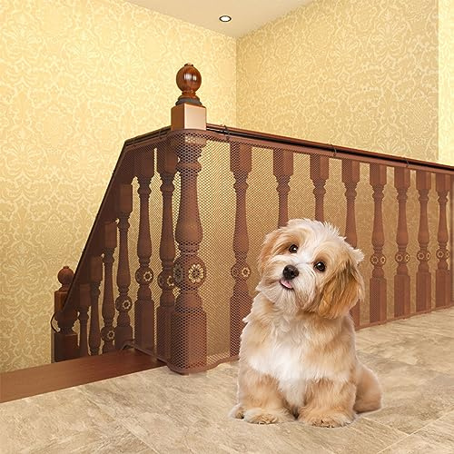 Brown Pet Netting - Stairway Net for Balcony & Patios, 10ft*2.6ft Thick, Suitable for Dogs, Cats, Kids & Babies