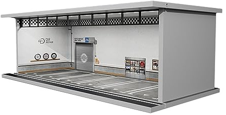 Milageto 1/64 Scenery Diorama Parking Lot, Model Car Display Show Case for Model Collectors, Toy Cars, Repair Shop