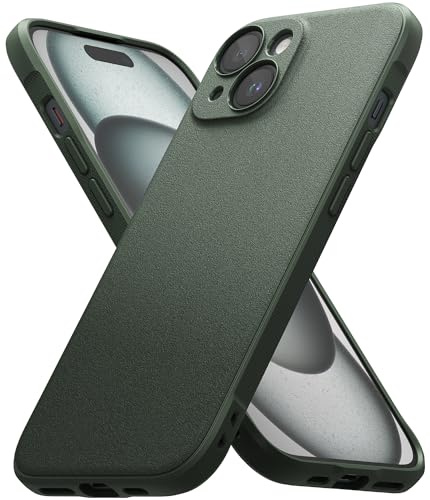 Ringke for iPhone 15 Case, Onyx (Dark Green) | Anti-Fingerprint Texture, Slim & Lightweight Design, Non-Slip Side Pattern for Secure Grip, Individual Camera Cutouts