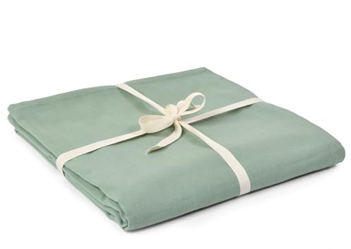 Yoga Studio Yogadecke aus Bio-Baumwolle, 142 x 205 cm, Meditationsdecke, GOTS-zertifiziert, kompakt, leicht zu transportieren, Yoga Essentials (Salbeigrün)