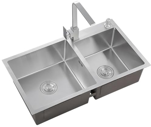 Outdoor garten campimg spüle edelstahl eckig spülbecken 304 spülbecken edelstahl spüle spülen aus rostfreiem stahl Unterbauspüle mit Warm- und Kaltwasserhähnen Geeignet für Küchen, Bars, Restaurants u