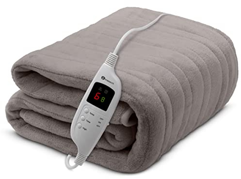 PureMate CozyMate Heated Throw - Luxurious Electric Blanket - Extra Large Heated Blanket with 9 Heat Settings and Timer Function, Machine Washable Fleece with Digital Controller - Size 200 x 150cm