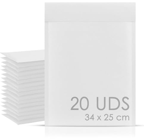 MAPS MAMAPAS 20 Umschläge 25x34 mit Falte an der Basis von 6+8 cm, E-Commerce-Umschläge aus Zellulose mit Klebeverschluss, auf Kleidung, auf Vintage-Sendungen, Transporttaschen