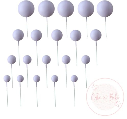 Lot de 20 boules artificielles en polypropylène pour décoration de gâteau Lilas