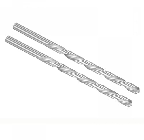 TOP-VIGOR 2Pcs 5.5mm Dia Extra Long Twist Drill Bits, 200mm Length High Speed Steel Extended Spiral Drill Bit, Straight Shank Twist Drill Bit Tool for Wood Metal Aluminum Plastic