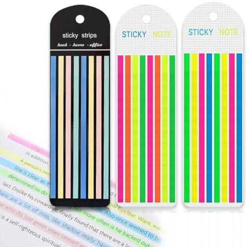 KSJEHW 480 Pièces Bandes Marqueurs de Page Coloré Onglets d’Index Bandes Surligneur Notes Pages Autocollants Demi-Transparence Tampons Notes Signets Séparateurs pour Annoter des Livres(14 * 0.5cm