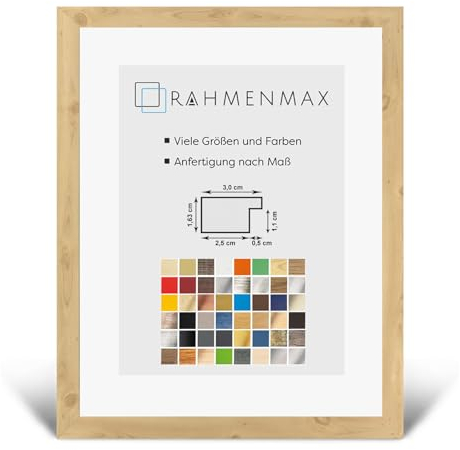 RahmenMax® Morena Bilderrahmen Holz 71x94 cm zum Aufhängen/Bilderrahmen Maßanfertigung möglich/MDF Posterrahmen/Bilder Rahmen in Fichte Dekor mit 1mm klarem Acrylglas/Puzzle Rahmen