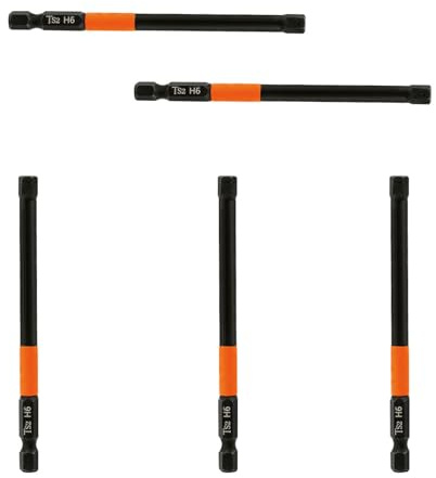 Leliafleury 5Pcs Magnetic Allen Key Drill Bit H6 Impact Hex Head Screwdriver Bit 1/4 Inch Hex Shank, 100mm Length