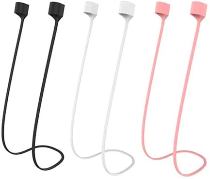 3 Pièces Magnétiques Cordon pour Sport Earbuds, Sangle d'Écouteur Silicone Souple Cordon Anti Perte Compatible avec AirPods PRO/1/2/3 (Noir, Blanc, Rose)