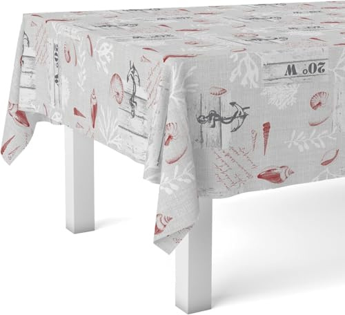 ECOMMERC3 Nappe en Toile cirée rectangulaire Taille 200x140 cm - Style, durabilité et Facile d'entretien pour Votre Table - Nappe en Toile cirée Anti-Taches et imperméable NARCEA Rouge