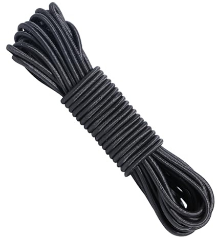 BYZANDQI Rubber Cord Expander Rope 4/5/8 mm 10/20 m Black/White - Tarpaulin Rope Tension Rope Rubber Line for Trailer Tarpaulin Tents Net Banner (Black, 4 mm x 20 m)