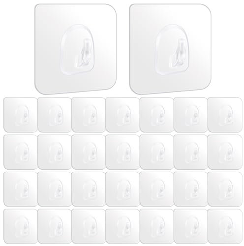 KICQOM Self Adhesive Hooks,30 Packs Extra Strong Sticky Hooks for Hanging,Heavy Duty Stick On Hooks,Wall Mounted Hooks for Bathroom,Kitchen,Closet,Office,Hanging Coat Cloth Towel Key Decorations