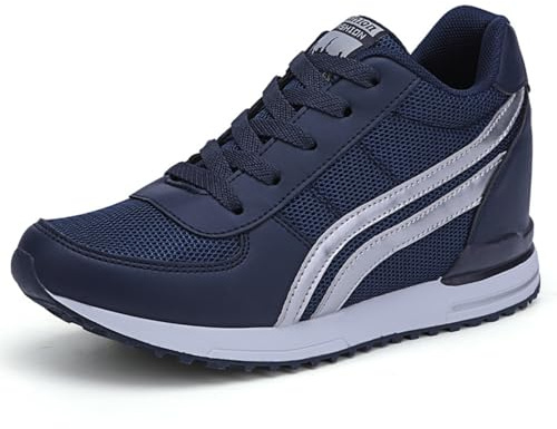 MIXSEN Baskets Femmes Compensées Chaussure de Sport Marche Fitness Respirante Tennis Sneakers Invisible Talon 7cm