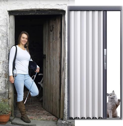 SAFWELAU Closet Sliding Door Folding Door Sliding Concertina Door Panel Divider for Doorway/Bathroom, Outdoor Replacement Shed Door(WxH 25x90in/63.5x228.6cm)
