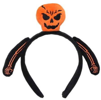 Diademas de dibujos animados con forma de calavera para mujeres, estudiantes, fotografía, diadema rellena con forma de calavera para lavar la cara, naranja