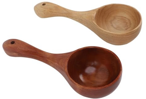 Juego de Cucharones de Sopa de Madera Grandes, Diseño de Largo para Agitar y Recoger Cómodamente, Herramientas de Cocina Versátiles para Servir Sopas y Tés