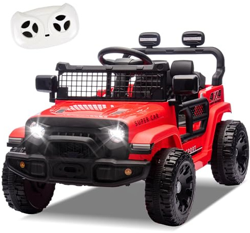 Okybaby 24V Ride On Jeep Car, Toddler Ride On Toys w/Parents Remote Control, One Seat Electric Car for Kids 2-4 with 4-Wheel Suspension, Bluetooth, Music, 1.86-3.11MPH Adjustable Speed, Red