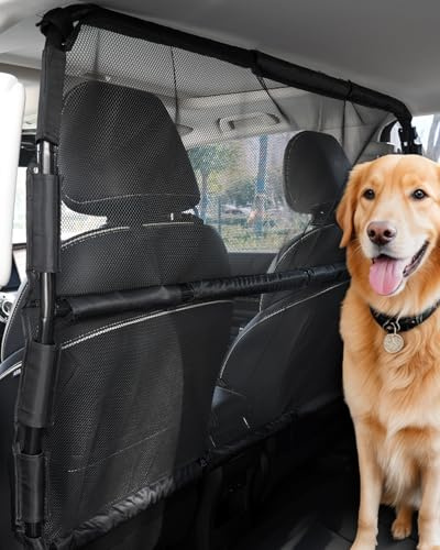 VEVOR Barrière de Séparation de Voiture pour Animal Universelle 141,5 cm de Large, Filet Pare-Chien pour Installation sur Sièges Avant, pour Animaux de Compagnie, SUV, Berline, Camions et Véhicules