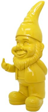 meindekoartikel Mittelfinger Zwerg - Gartenzwerg zeigt Stinkefinger Nachbars liebling Deko-Figur - Höhe 38 cm (Gelb)