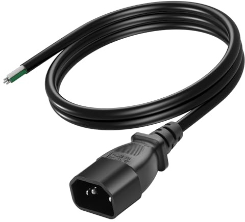 CERRXIAN 3.9FT IEC 320 C14 maschio 3 Pin con cablaggio aperto spogliato, 16AWG resistente sostituzione C14 a cavo di alimentazione a filo nudo, cavo aperto Pigtail