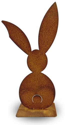 Terma Stahldesign Osterhase 40 cm Rost Gartenfigur Handmade Germany Osterdeko draußen und drinnen Gartendeko Frühling Rost Metall Deko Ostern Hase außen innen