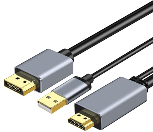 XinYaa Cable HDMI a DisplayPort, 4K @60Hz 3M HDMI Source to DisplayPort Monitor Compatible con PC Tarjeta Gráfica Laptop PS5 X-b0x 0ne (360) Compatible con 4K @60Hz 2K @144Hz 1080P @165Hz