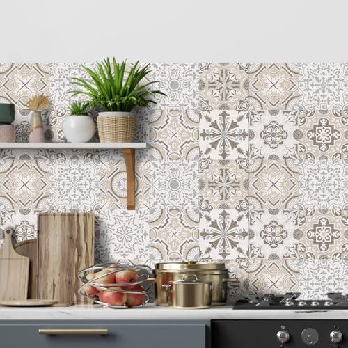 HORIWE Fliesenaufkleber Körnung Wandfliese Aufkleber 24 Stück 15x15 PVC Selbstklebende Fliesensticker Fliesen Tapete Wasserdicht Wandaufkleber für Küche,Bad,Schrank,Möbel,Tisch
