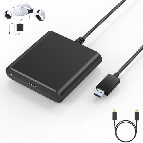 XUMIUZIY PS VR2 PC Adapter - PS VR2 Accessory Kit with Power Adapter & DisplayPort Cable, Expanded Library of Games That Can Be Played on PS VR 2 (Black)