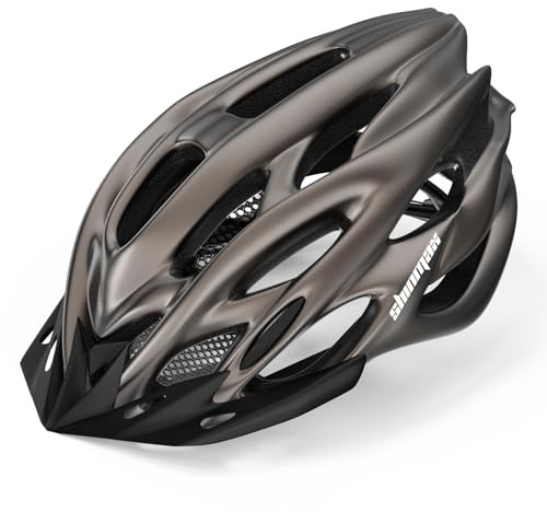 Casco Bici Uomo Donna, Caschi da Corsa, Scooter, MTB, Monopattino, Casco Bici Luce di LED con Visiera Protezione di Sicurezza, Taglia Regolabile