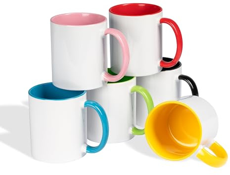 True Statements Kaffeetassen Set zum Bemalen oder bedrucken - Sublimationstassen aus hochwertiger Keramik - ideal für den Kindergeburtstag oder Sublimationsdruck - 6er Set B