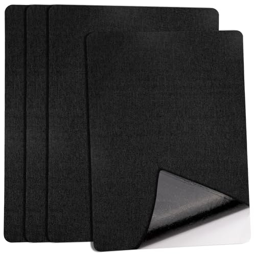 4 Stück Flicken Selbstklebend Stoff 20.5 x 28 cm Stoff Reparatur Patches | Leinenstoff Reparaturflicken Schwarz, Selbstklebend Textil Flicken Reparaturaufkleber für Autositze Sofa Kopfteile Möbel
