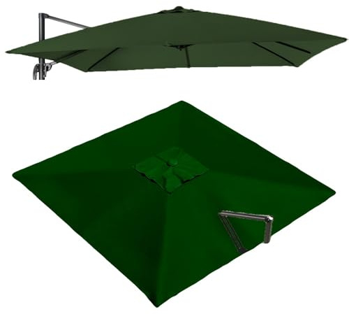 VLKLPZAHAK Copertura Di Ricambio Per Ombrellone A Sbalzo Quadrato 250x250cm Tessuto Di Ricambio Per Ombrellone Da Esterno, Tessuto Di Ricambio Per Ombrellone Da Mercato Esterno(Green,3x3m (9.8x9.8ft))