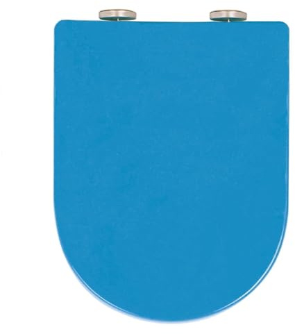 Sedile WC allungato nero a forma di D, tecnologia Soft Close, cerniera regolabile, sgancio rapido, facile da installare, in polipropilene per comfort e stile