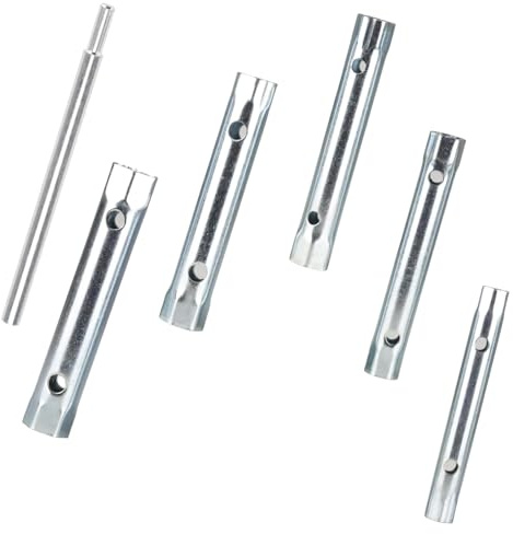 Jeu de 6 Clés à Douille Tubulaires Jeu de Clé à Pipe Double Extrémité avec Barre de Torsion jeu de clés à douille hexagonales pour Robinetterie Réparations de Véhicules