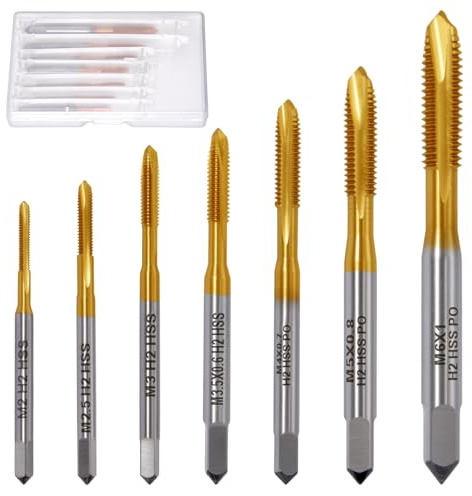 SPEEDWOX 7-teiliges Mikro-Gewindebohrer-Set, Mini-Gewindebohrer, metrisches Gewinde, M2, M2,5, M3, M3,5, M4, M5, M6, kleines Gewindeschneider, Stahlwerkzeug, gerade, Nutgewindebohrer mit